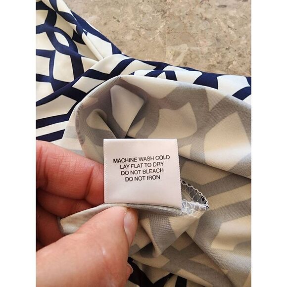 Jean-Pierre Klifa Paris Lilly Celtric Royal blue and white geometric pattern she - Picture 7 of 9